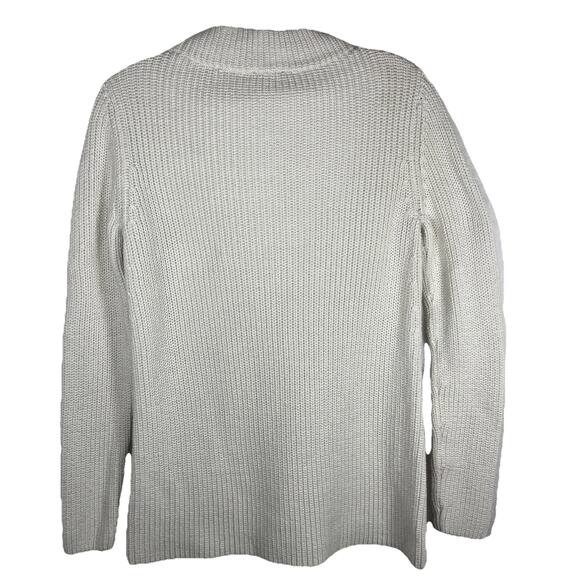 Talbots Womens Chunky Knit Sweater Small White Cream Long Sleeve Pullover Cotton - Picture 7 of 8